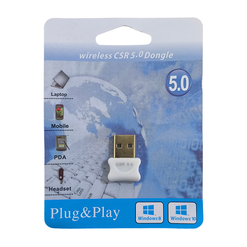 Mini Adaptador Bluetooth 5.0, Alcance Até 20 Metros, USB Dongle, Plug And Play, XK-08, Branco
